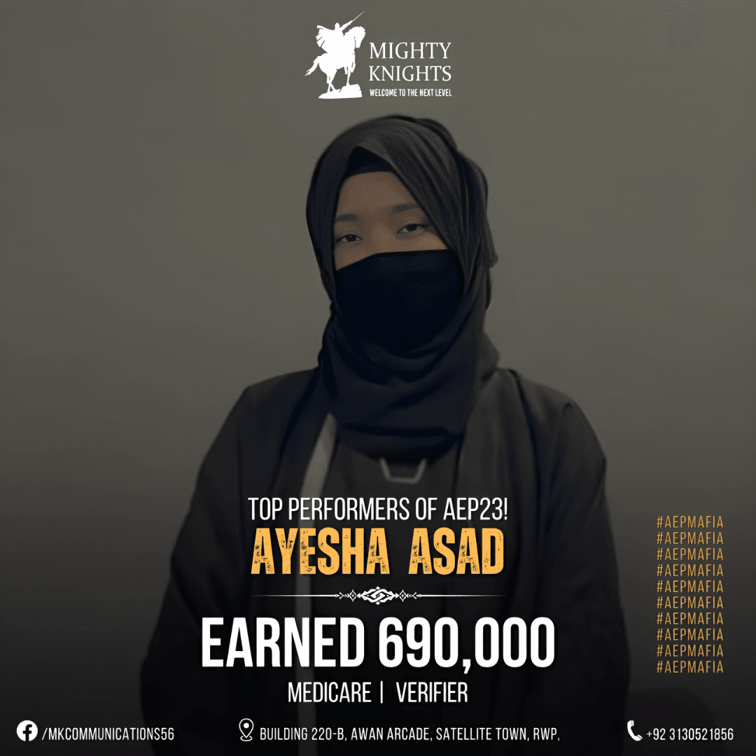 Ayesha Asad — Top Performer at Mighty Knights Communications